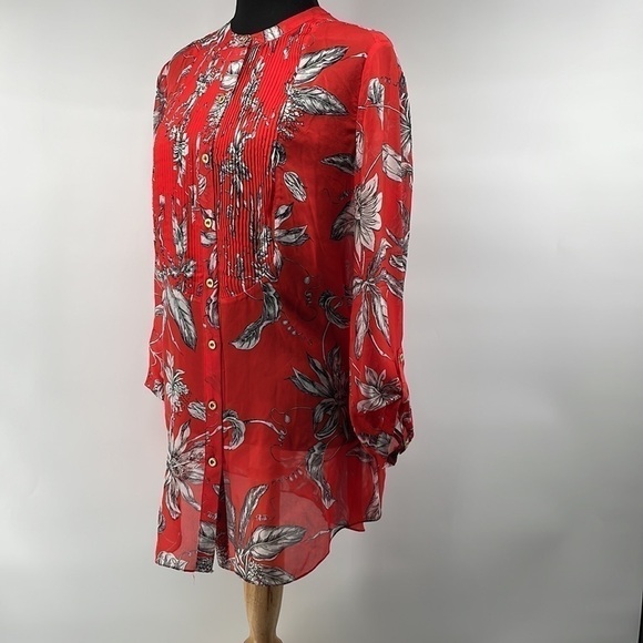 ANTHROPOLOGIE leifsdottir blouse button front 100% silk floral top flowy sz 6 - Picture 10 of 11